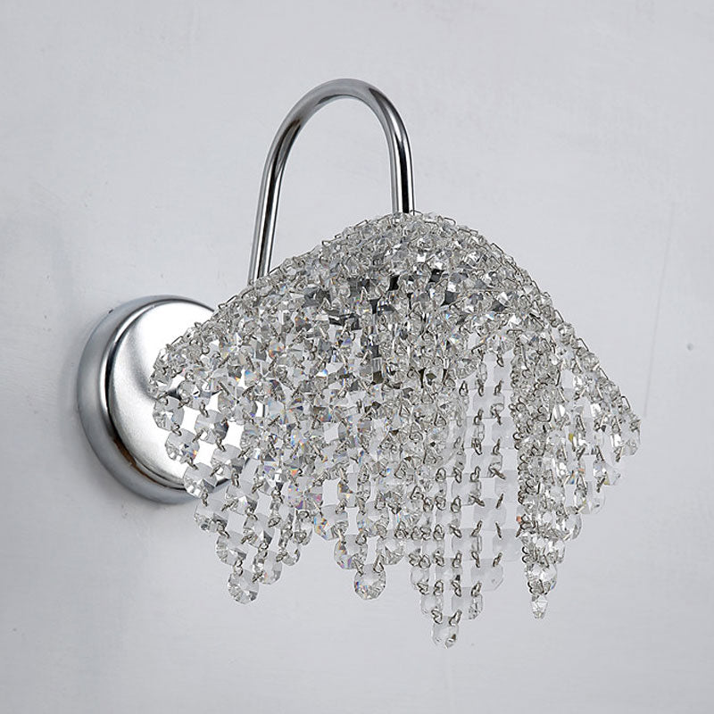 1 Light Wall Mount Light Fixture Nordic Web Crystal Drip Wall Sconce Lighting in Chrome