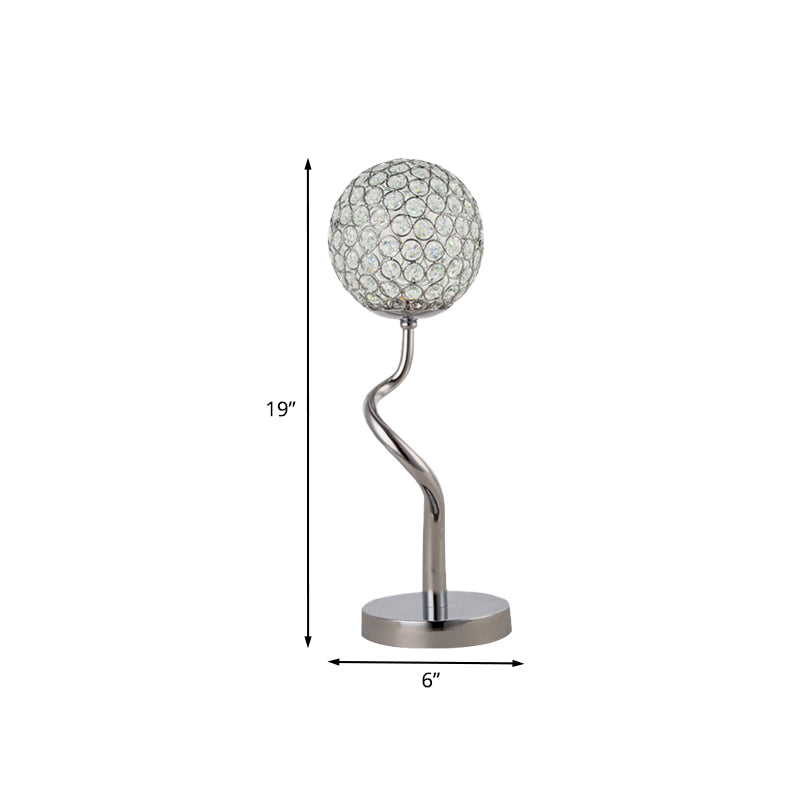 Chrome Globe Nights and Lamp Contemporary Inserted Crystal LED Bedroom Table Light