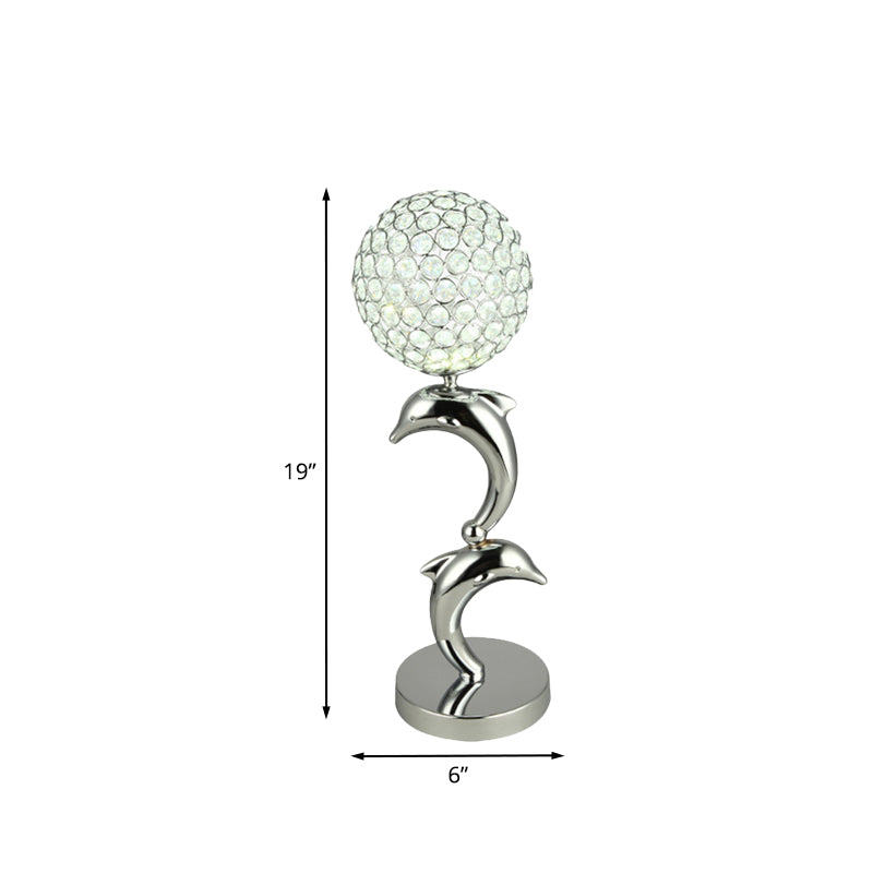 Crystal Chrome Table Light Dolphin and Globe LED simple table de chevet pour salle d'étude