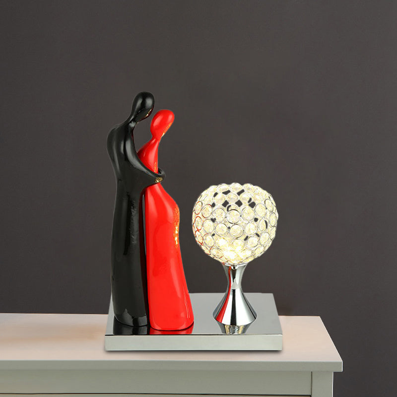 Crystal Chrome Nightstand Lamp Bowl LED Simple Table Light with Lover Deco for Living Room