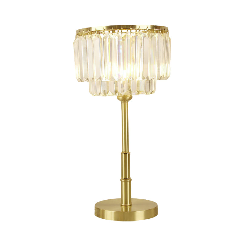Brass Drum Night Table Lamp Nordic Clear Hand-Cut Crystal LED Dining Room Table Light