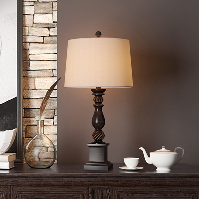 Lampada da notte con paralume in tessuto, lampada da comodino rurale con 1 lampadina, colore rosso marrone, larghezza 12"/14"