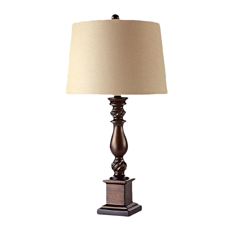 Lampada da notte con paralume in tessuto, lampada da comodino rurale con 1 lampadina, colore rosso marrone, larghezza 12"/14"
