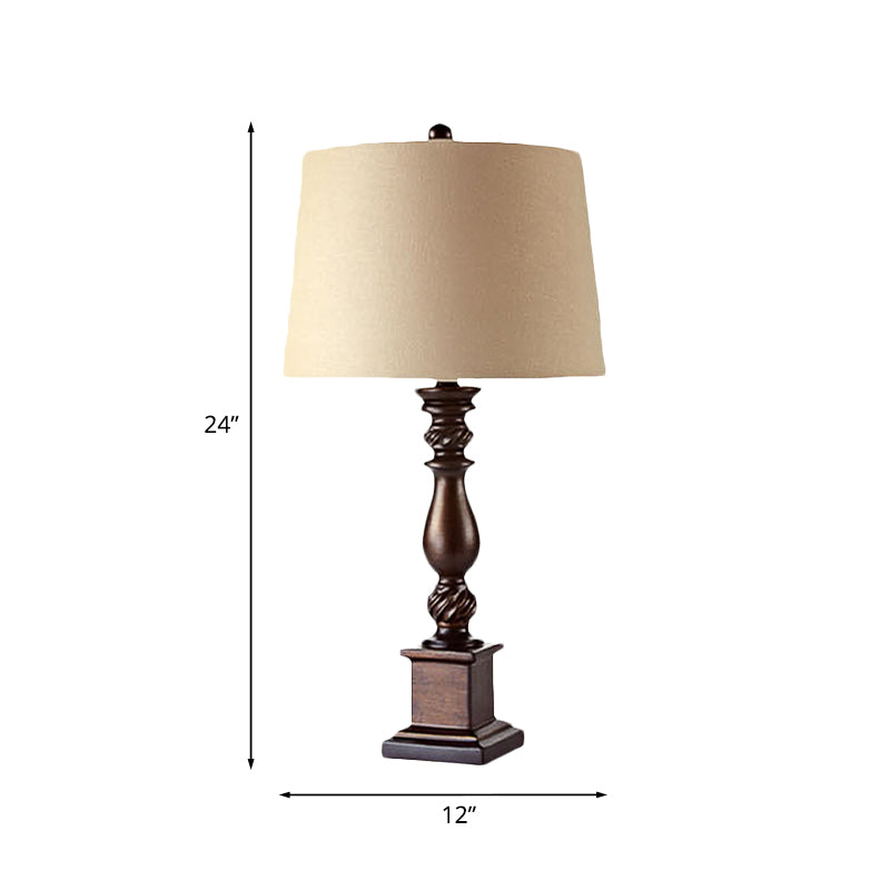 Lampada da notte con paralume in tessuto, lampada da comodino rurale con 1 lampadina, colore rosso marrone, larghezza 12"/14"