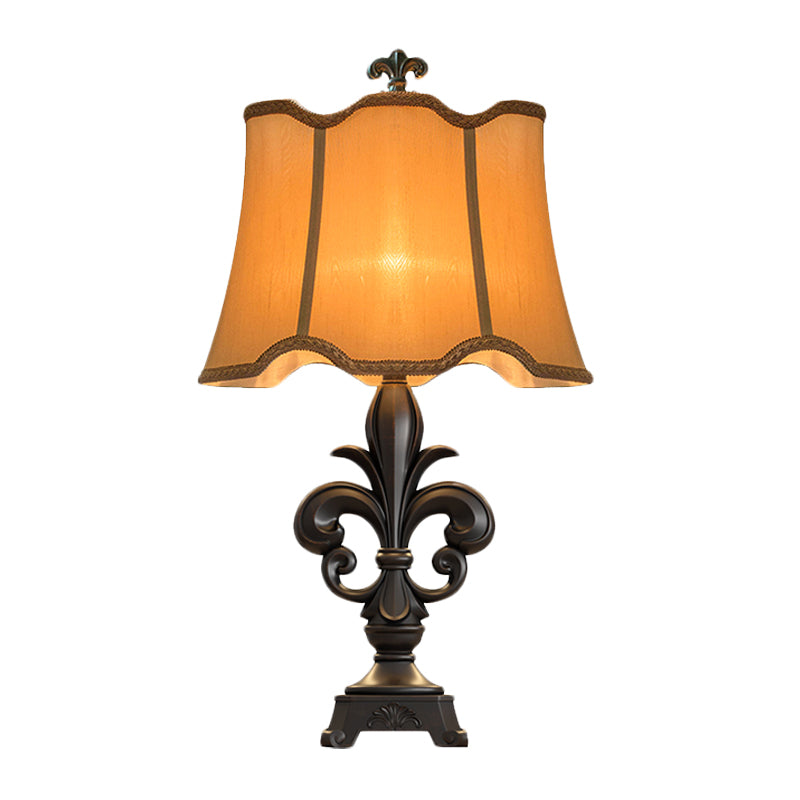 Accensione del tavolo in tessuto a scarabocchetto campagna da 1 "/16" Lampada da notte per camera da letto larga da letto in beige