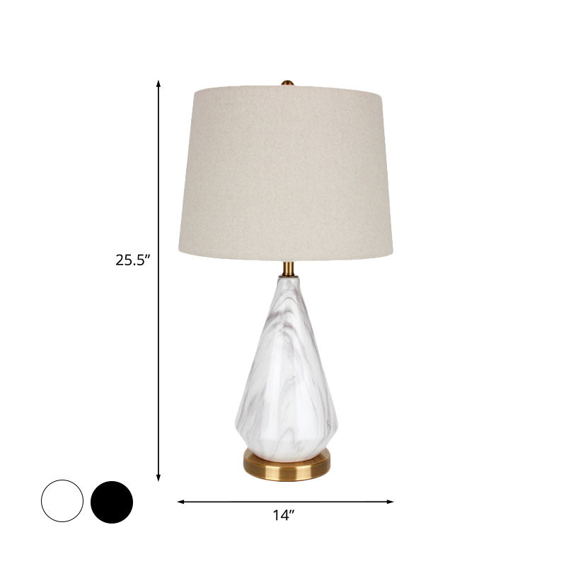 Trommelstof tafellamp Minimalistisch een enkele zitkamer nachtkastje licht met diamant keramische basis in zwart/wit
