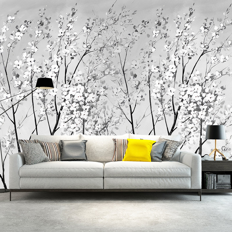 Big Photography Sakura Blossoms Mural Wallpaper Guest Room Decorative Wall Art in Soft Color, Made to Measure