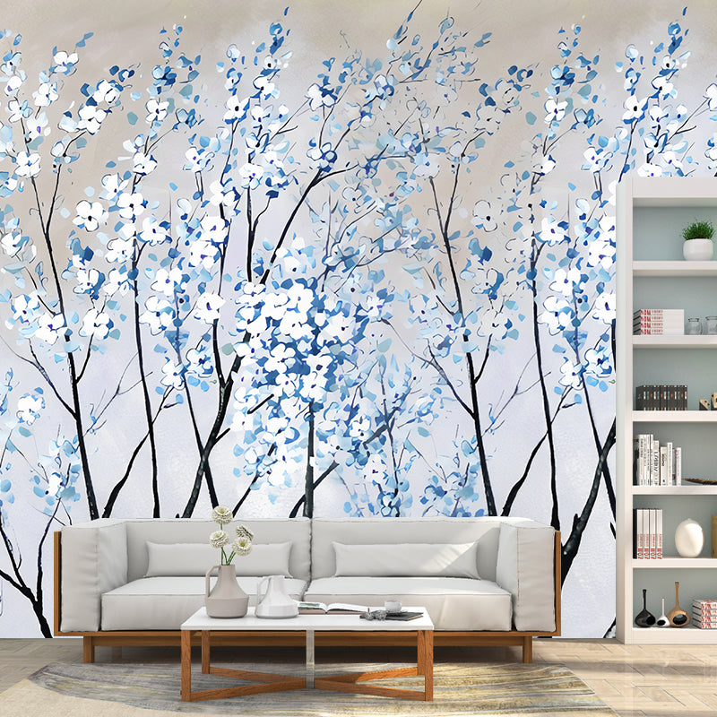 Big Photography Sakura Blossoms Mural Wallpaper Guest Room Decorative Wall Art in Soft Color, Made to Measure