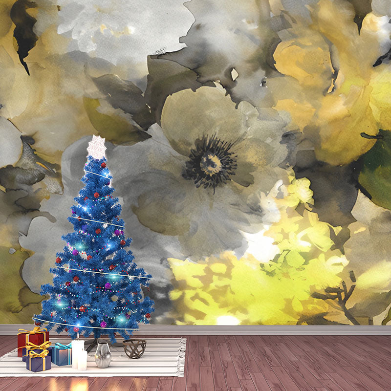 Peinture murale de fleurs en fleurs de couleur naturelle, Art Mural résistant à l'humidité pour la décoration de la chambre d'amis