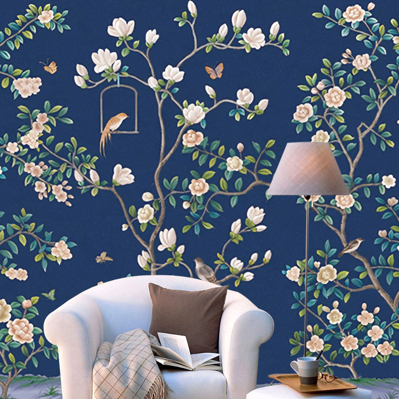 Autocollant Mural de campagne avec grande Illustration, pour la décoration de la maison, avec motif de fleurs de jardin, couleur naturelle