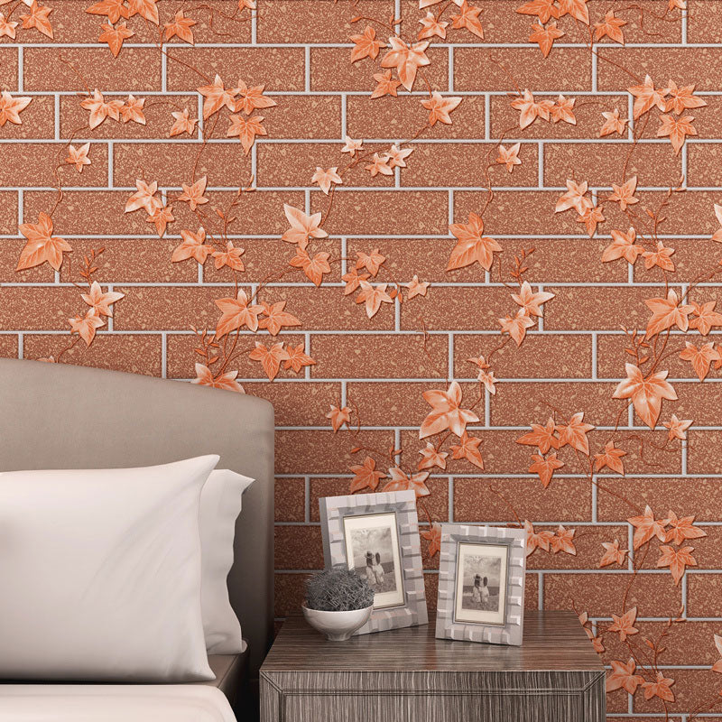 Industrial Brick Effect Wallpaper Roll in Natural Color Living Room Wall Art, 33' x 20.5"