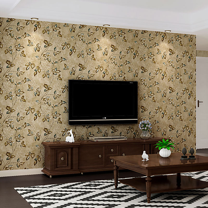 Countryside Embossed Leaves Wall Art in Natural Color Bedroom Decorative Wallpaper Roll, 33' x 20.5"