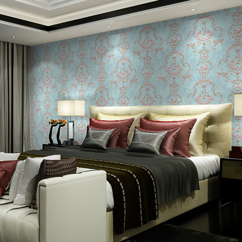 Neutral Color Blossoming Flower Wallpaper Water-Resistant Wall Covering for Guest Room