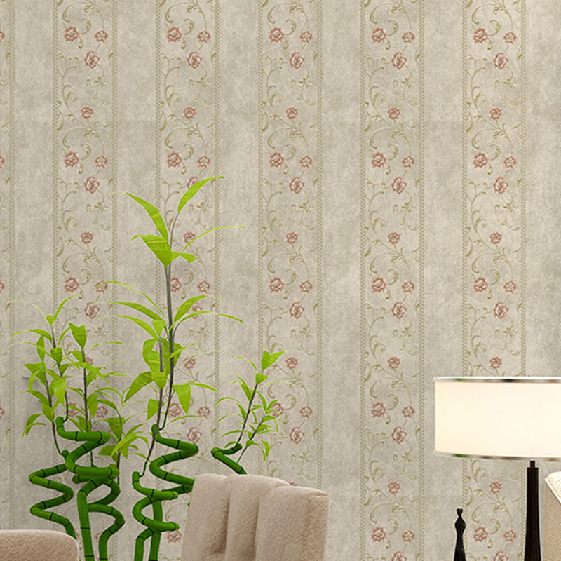 Floral Stripe Wall Decor Non-Pasted Wallpaper Roll for Girl's Bedroom, 20.5 in x 33 ft