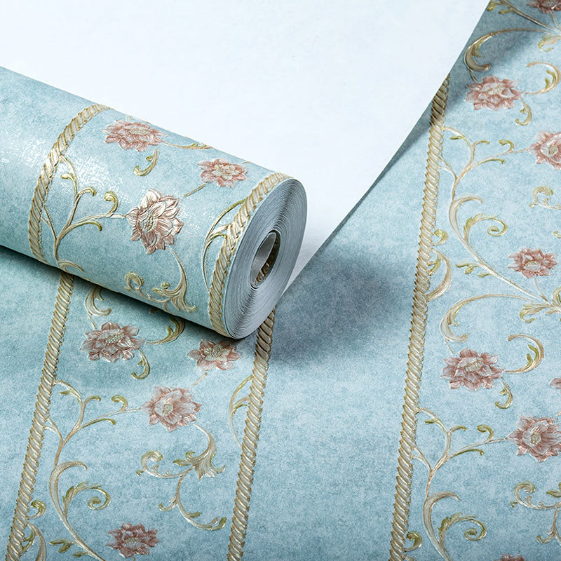 Floral Stripe Wall Decor Non-Pasted Wallpaper Roll for Girl's Bedroom, 20.5 in x 33 ft