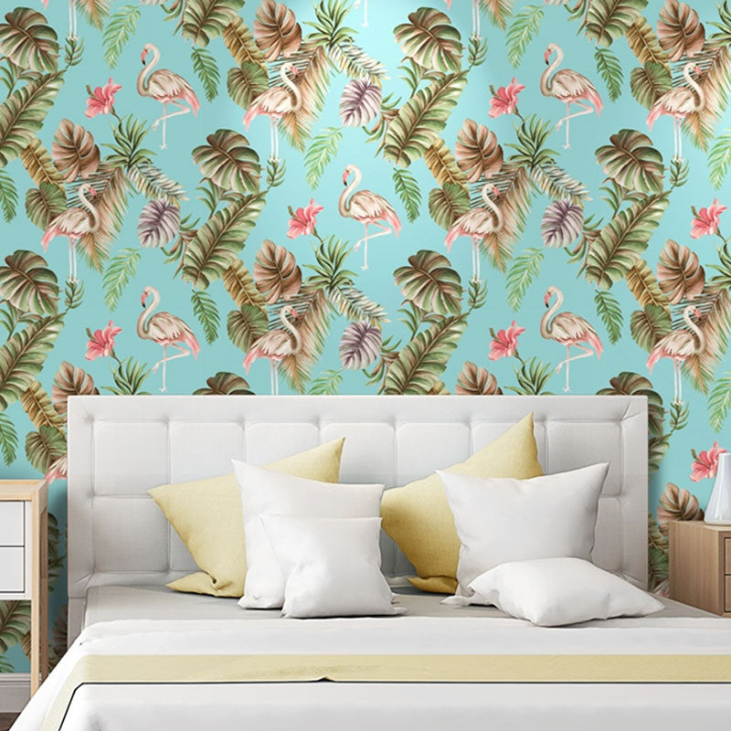 Décoration murale en forme de flamant rose tropical en tissu non tissé de couleur neutre pour décoration intérieure, 57,1 pieds carrés.