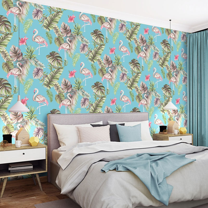 Décoration murale en forme de flamant rose tropical en tissu non tissé de couleur neutre pour décoration intérieure, 57,1 pieds carrés.