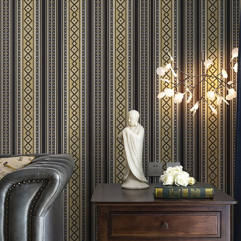 Rouleau de papier peint ethnique à rayures verticales pour mur d'accent, décoration murale de 33' par 20,5" en couleur naturelle