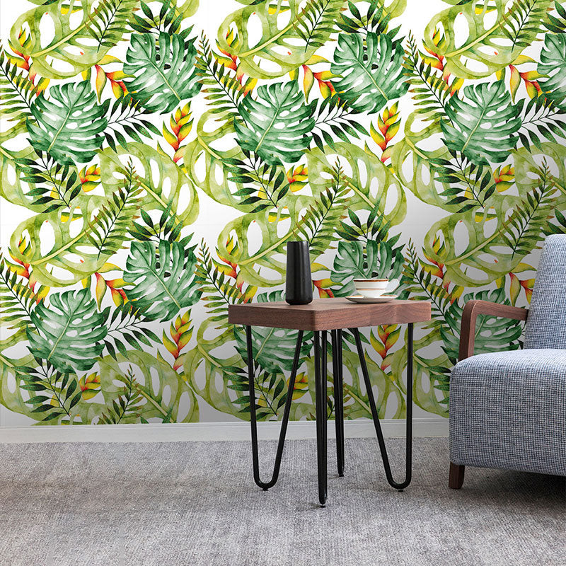 Modernism Palm Tree Wall Covering for Living Room, 29.1 sq ft. Wall Art in Green, Peel and Stick