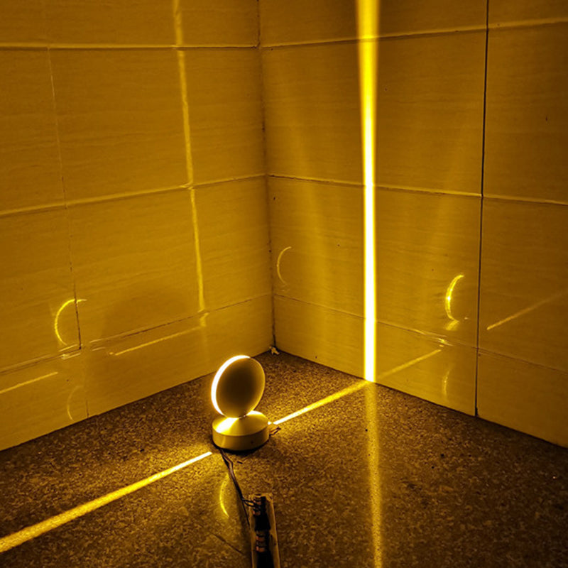 Lampada da parete a LED con lampada da comodino in alluminio a cerchio semplice in luce viola/gialla/rossa, bianca