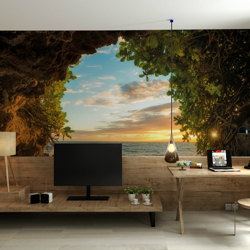 Fresh Cave Wall Mural Decal for Accent Wall Natural Scenery Wall Covering, Made to Measure