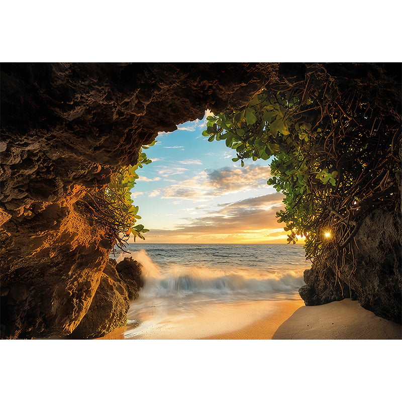 Fresh Cave Wall Mural Decal for Accent Wall Natural Scenery Wall Covering, Made to Measure