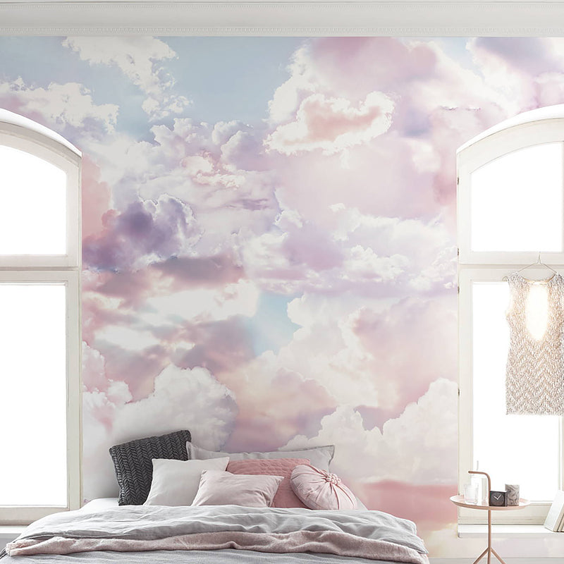 Simple Cloud Wall Mural Decal for Girl's Bedroom, Pastel Pink, Personalized Size Available
