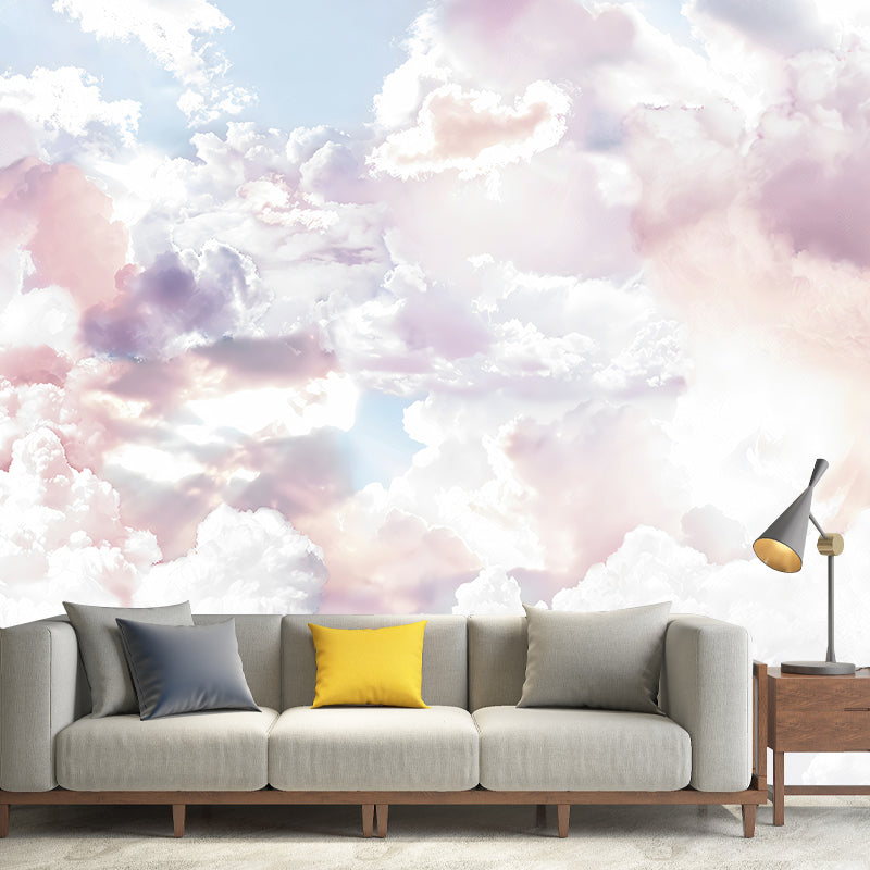 Simple Cloud Wall Mural Decal for Girl's Bedroom, Pastel Pink, Personalized Size Available