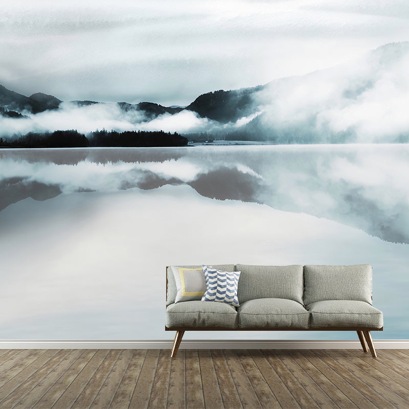 Photo Mountain and Lake Mural Wallpaper Full Size Wall Art for Dining Room, Custom-Made