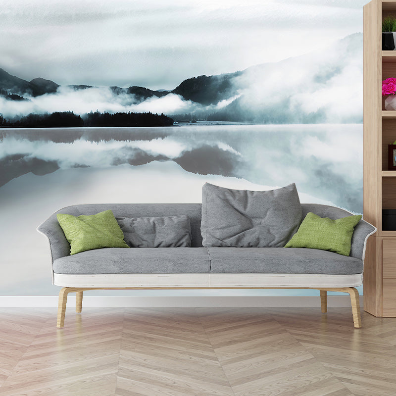 Photo Mountain and Lake Mural Wallpaper Full Size Wall Art for Dining Room, Custom-Made
