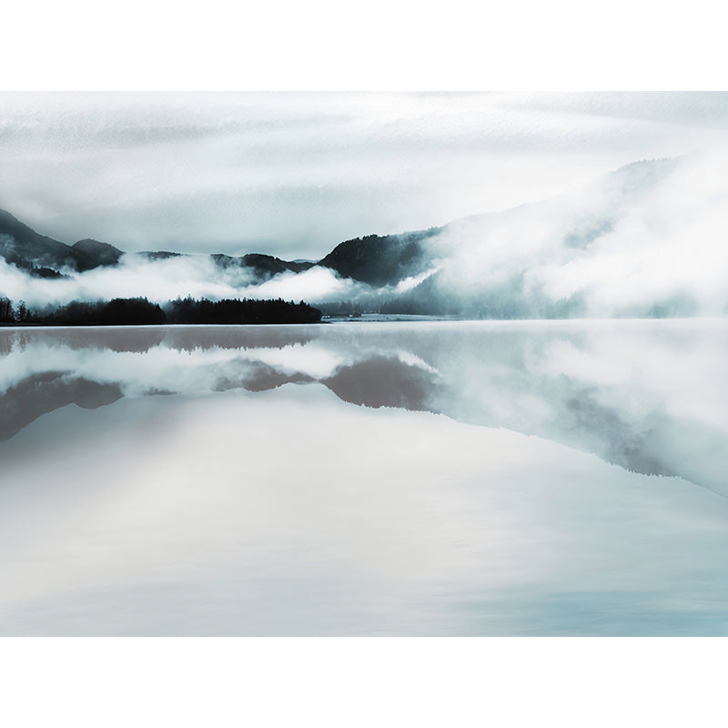 Photo Mountain and Lake Mural Wallpaper Full Size Wall Art for Dining Room, Custom-Made