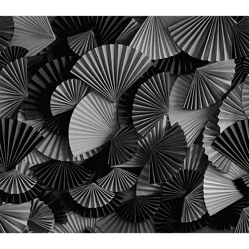 Moisture-Resistant Pleated Fan Mural Wallpaper for Accent Wall Asia Inspired Wall Art, Custom-Printed