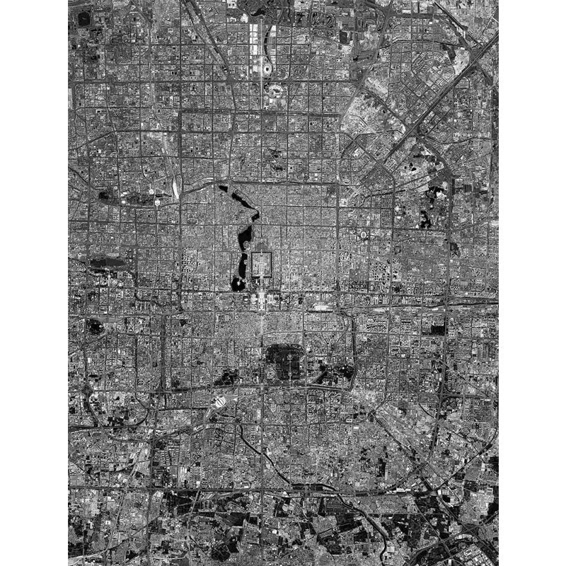 Dark Grey Urban Map Mural Wallpaper Stain-Resistant Wall Covering for Accent Wall