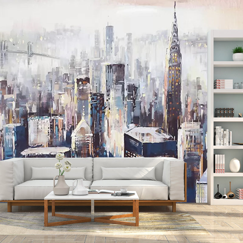 Decorative Urban Skyscrapers Wall Covering Custom-Printed Contemporary Wall Mural for Accent Wall