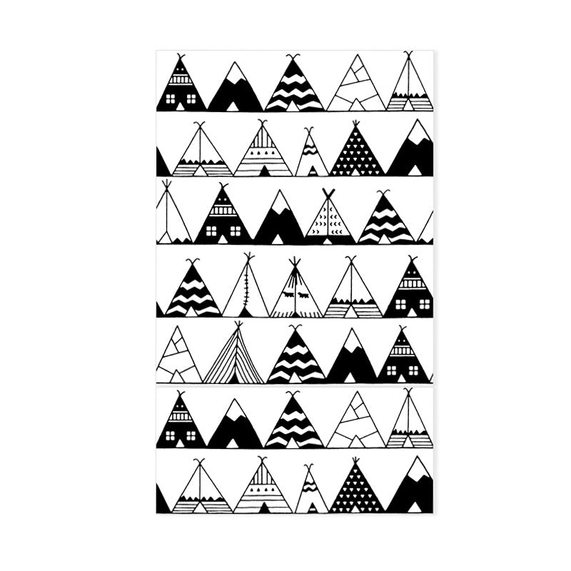 33' x 20.5" Triangle Wallpaper for Living Room Decoration Geometries Wall Covering in Black and White, Water-Resistant