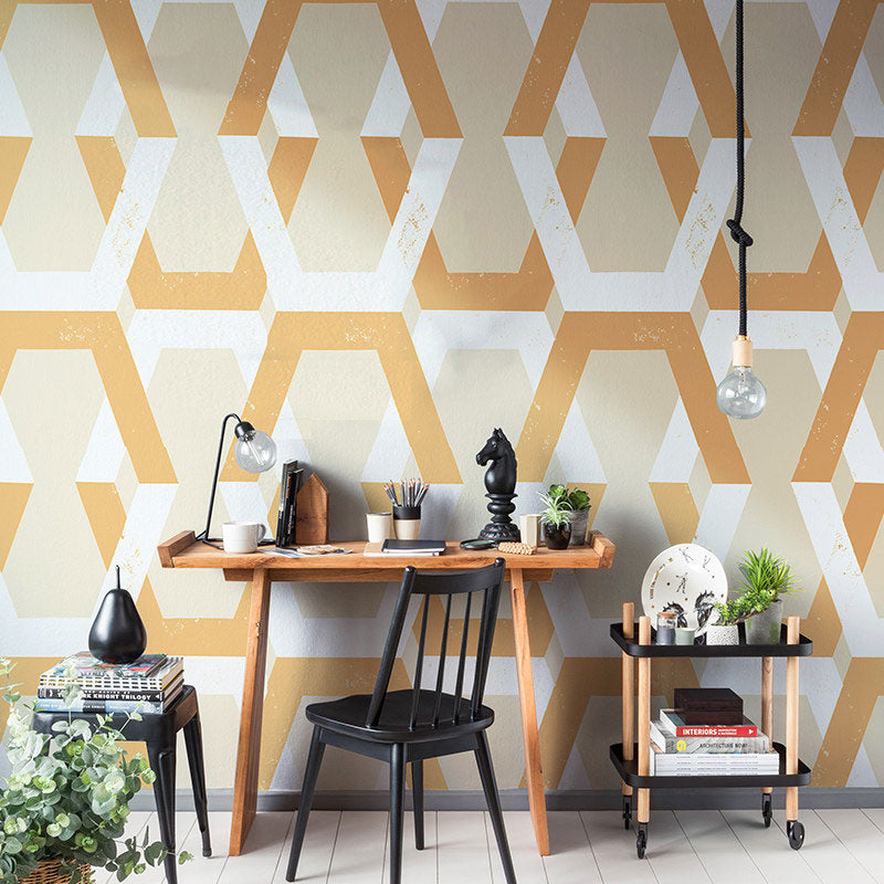 Stain-Resistant Hexagon Wallpaper Roll 33'L x 20.5"W Minimalist Wall Covering for Home Decoration