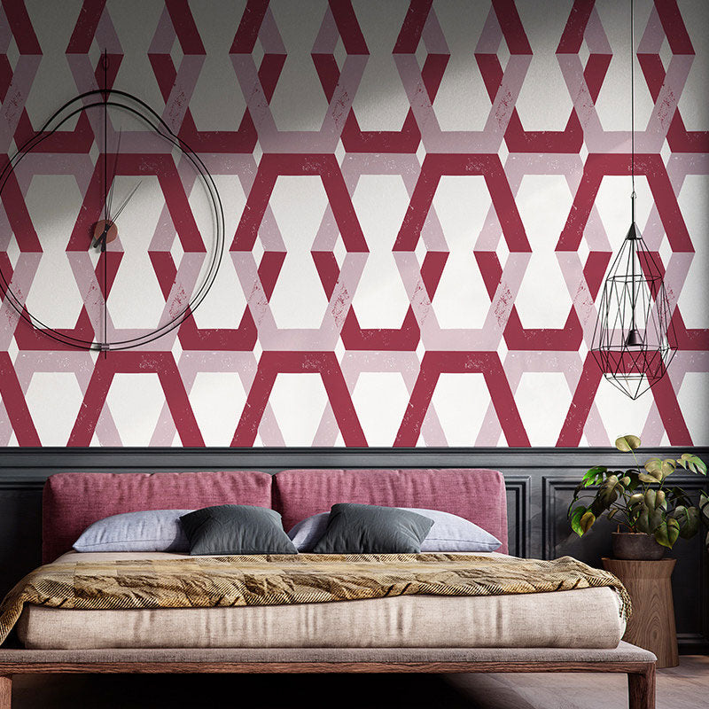 Stain-Resistant Hexagon Wallpaper Roll 33'L x 20.5"W Minimalist Wall Covering for Home Decoration