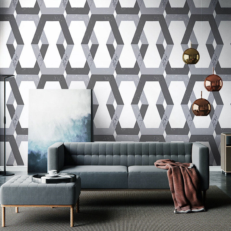 Stain-Resistant Hexagon Wallpaper Roll 33'L x 20.5"W Minimalist Wall Covering for Home Decoration