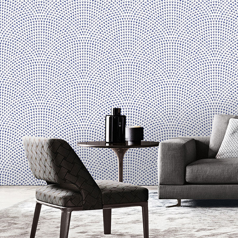 Pastel Blue Geometries Wall Covering Moisture-Resistant Wallpaper for Accent Wall, Easy to Remove