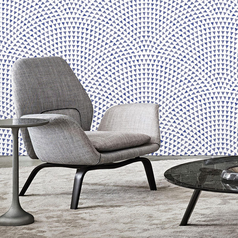 Pastel Blue Geometries Wall Covering Moisture-Resistant Wallpaper for Accent Wall, Easy to Remove