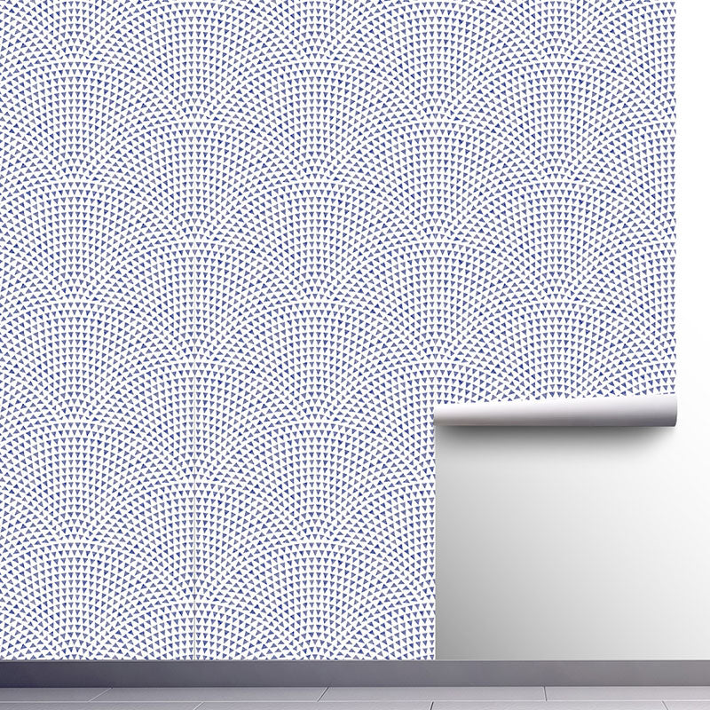 Pastel Blue Geometries Wall Covering Moisture-Resistant Wallpaper for Accent Wall, Easy to Remove