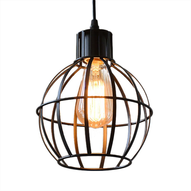 Schwarzes Finish 1 Glühbirne Anhänger hängende leichte Industrie -Metallkäfig -Käfig -Schatten Deckenlampe für das Restaurant