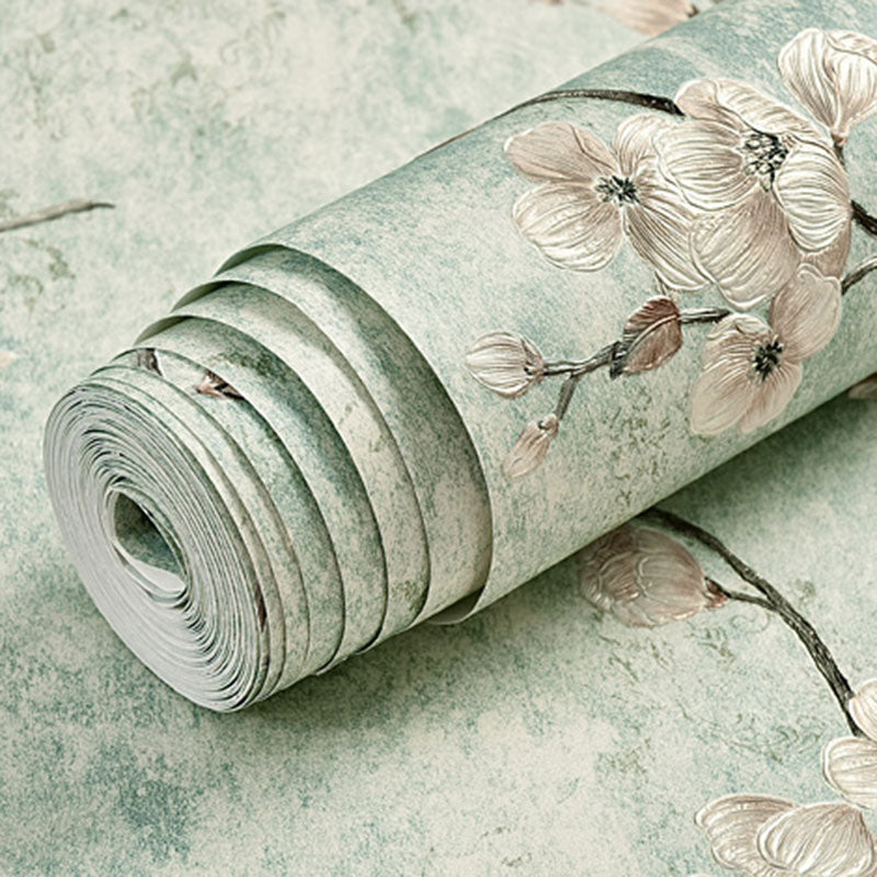 Neutral Color Countryside Flower Wallpaper Stain-Resistant Wall Covering for Guest Room, Peel and Stick