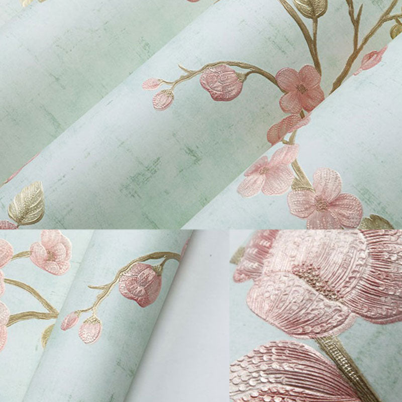 Entwined Blossoms Wallpaper Roll Removable Wall Decor for Bedroom, 34.2 sq ft.