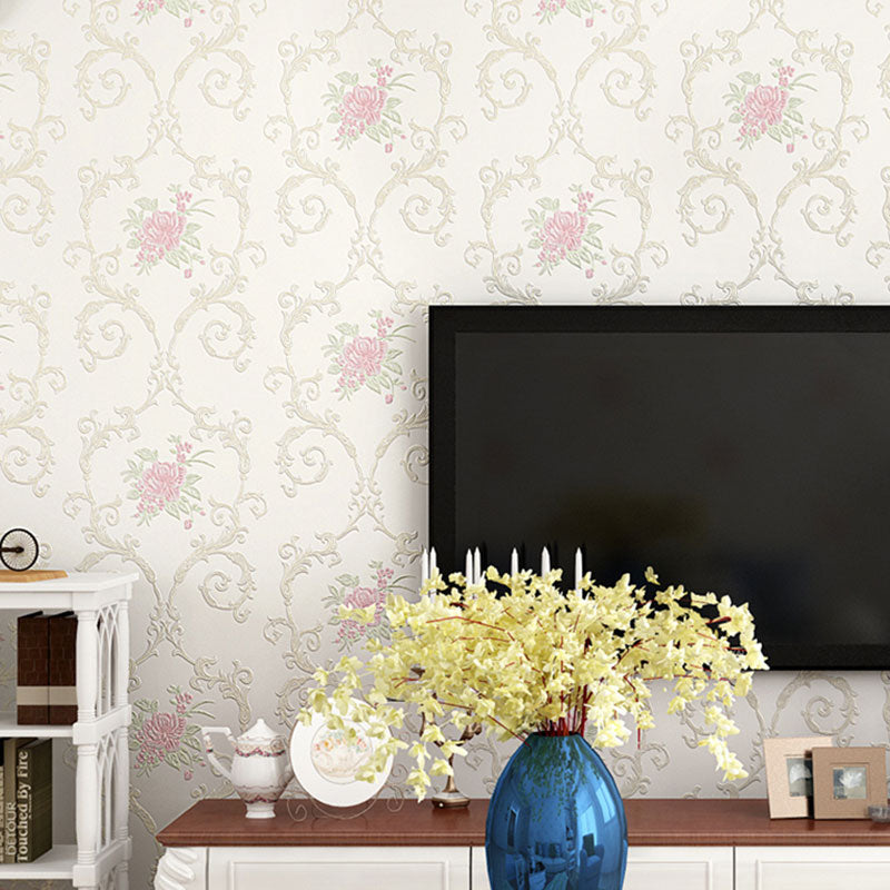 Rural Flowers Self-Adhesive Wallpaper for Accent Wall, 20.5"W x 19.5'L Wall Covering in Natural Color