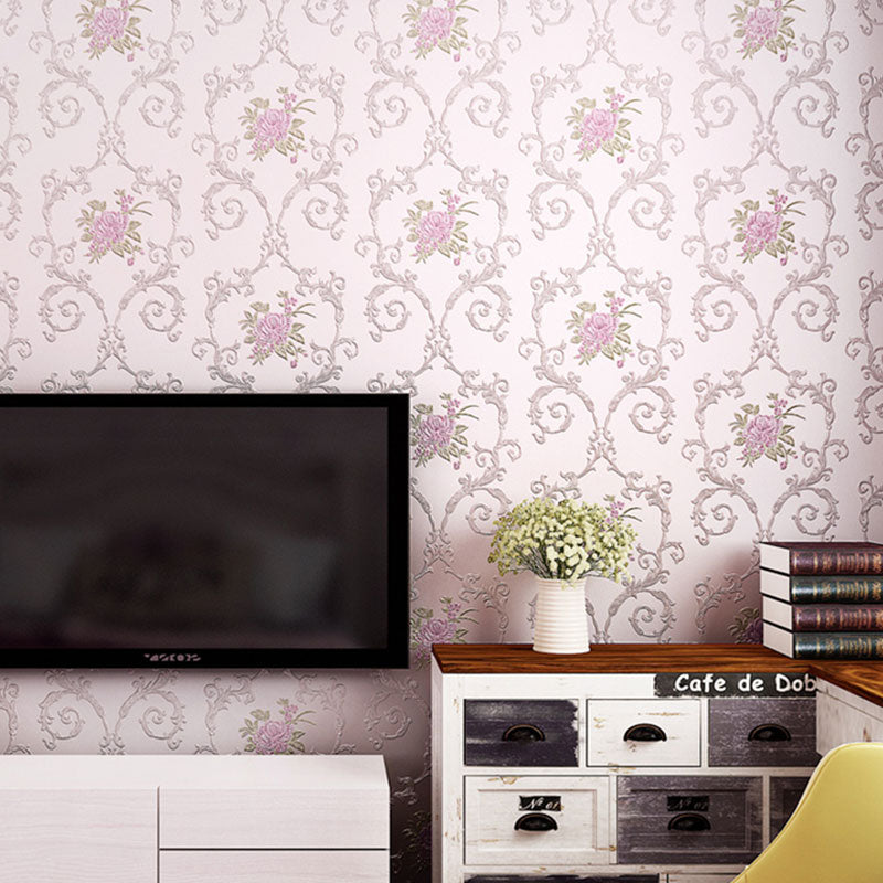 Rural Flowers Self-Adhesive Wallpaper for Accent Wall, 20.5"W x 19.5'L Wall Covering in Natural Color