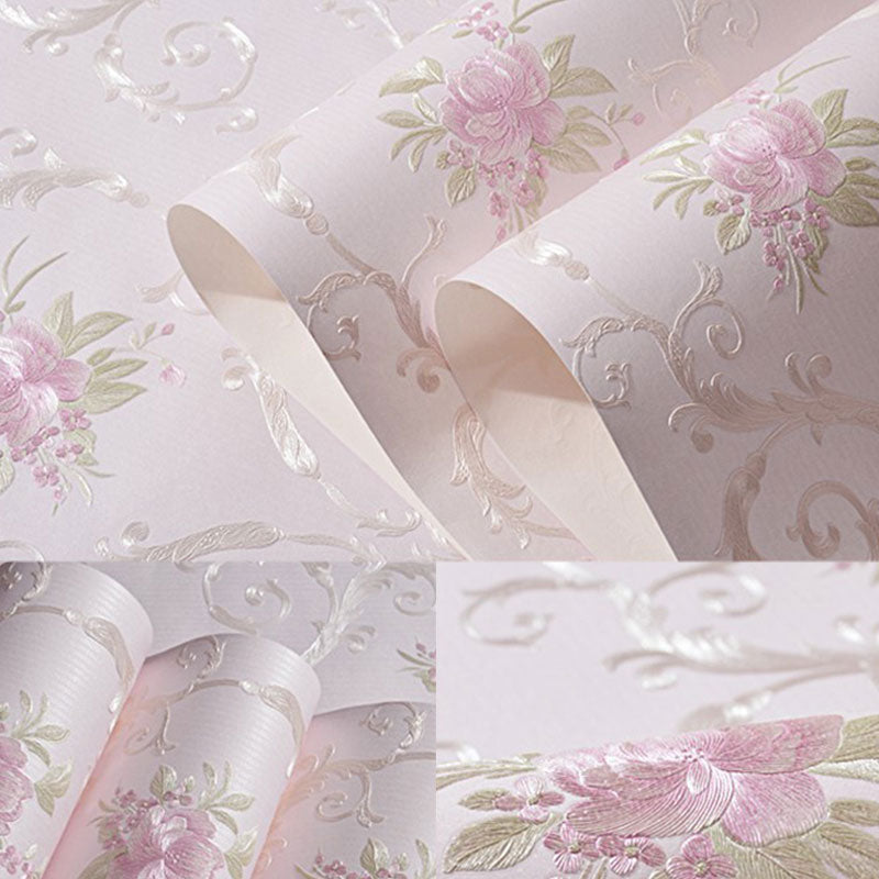 Rural Flowers Self-Adhesive Wallpaper for Accent Wall, 20.5"W x 19.5'L Wall Covering in Natural Color