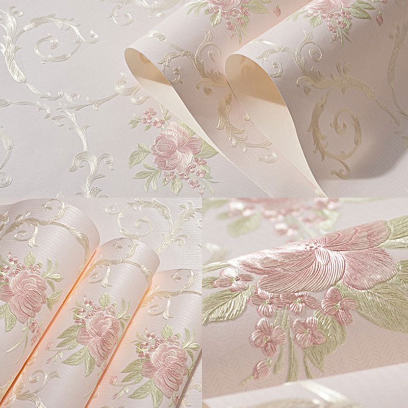 Rural Flowers Self-Adhesive Wallpaper for Accent Wall, 20.5"W x 19.5'L Wall Covering in Natural Color