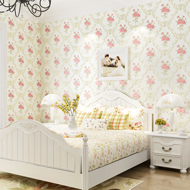 Papier peint de campagne 16,5' x 20,5" pour décoration de chambre à coucher avec motif de fleurs denses de couleur naturelle, autocollant