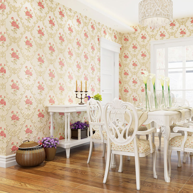 Papier peint de campagne 16,5' x 20,5" pour décoration de chambre à coucher avec motif de fleurs denses de couleur naturelle, autocollant